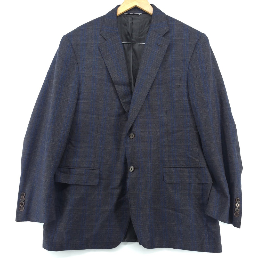 Canali 1934 Mens Wool Sport Coat Blazer 44R IT54 Charcoal Blue Windowpane Italy